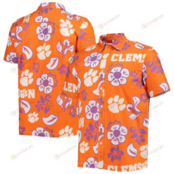 Clemson Tigers Orange Floral Button-Up Hawaiian Shirt