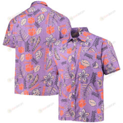 Clemson Tigers Purple Vintage Floral Button-Up Hawaiian Shirt