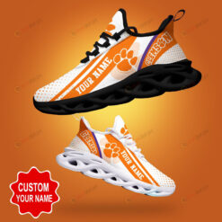 Clemson Tigers Shadow Logo Polka Dot Pattern Custom Name 3D Max Soul Sneaker Shoes