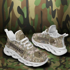 Cleveland Browns Army Pattern Custom Name 3D Max Soul Sneaker Shoes