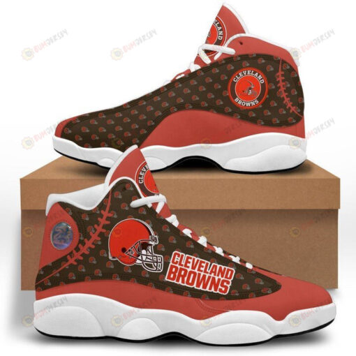 Cleveland Browns Baseball Helmet Pattern Air Jordan 13 Shoes Sneakers