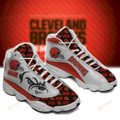 Cleveland Browns Baseball Helmet Pattern Air Jordan 13 Shoes Sneakers In Orange