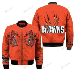 Cleveland Browns Claws Pattern Bomber Jacket - Orange