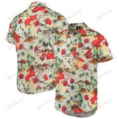 Cleveland Browns Cream Paradise Floral Button-Up Hawaiian Shirt