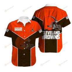 Cleveland Browns Curved Hawaiian Shirt In Orange And Black