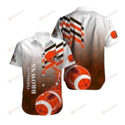 Cleveland Browns Curved Hawaiian Shirt In White Orange