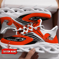 Cleveland Browns Curved Line Pattern Custom Name 3D Max Soul Sneaker Shoes