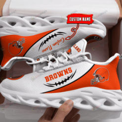 Cleveland Browns Custom Name Orange White 3D Max Soul Sneaker Shoes