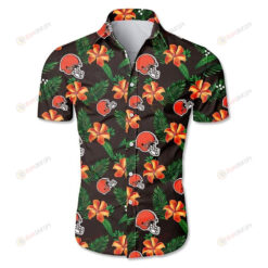 Cleveland Browns Hawaiian Shirt Tropical Flower And Leave