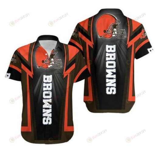 Cleveland Browns Helmet Logo Black And Orange ??Hawaiian Shirt