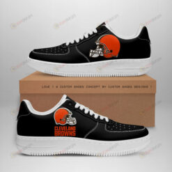 Cleveland Browns Helmet Logo Pattern Air Force 1 Printed In Black