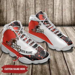 Cleveland Browns Helmet Logo Pattern Custom Name Air Jordan 13 Shoes Sneakers