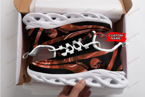 Cleveland Browns Logo Color Stripe Pattern Custom Name 3D Max Soul Sneaker Shoes