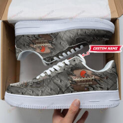 Cleveland Browns Logo Cracked Metal Pattern Custom Name Air Force 1 Printed