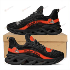 Cleveland Browns Logo Curve Line Pattern 3D Max Soul Sneaker Shoes In Black