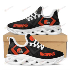 Cleveland Browns Logo Custom Name 3D Max Soul Sneaker Shoes In Black