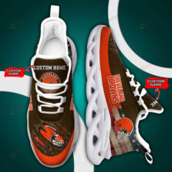 Cleveland Browns Logo Flag Pattern Custom Name 3D Max Soul Sneaker Shoes