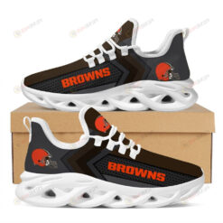 Cleveland Browns Logo Helmet Pattern 3D Max Soul Sneaker Shoes In Black