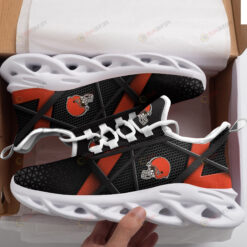 Cleveland Browns Logo Pattern 3D Max Soul Sneaker Shoes In Black