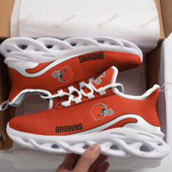 Cleveland Browns Logo Pattern 3D Max Soul Sneaker Shoes In Orange