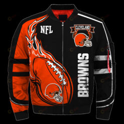 Cleveland Browns Logo Pattern Bomber Jacket - Black And Orange