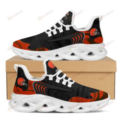 Cleveland Browns Logo Pattern Custom Name 3D Max Soul Sneaker Shoes In Black