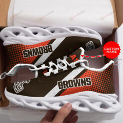 Cleveland Browns Logo Polka Dots Pattern Custom Name 3D Max Soul Sneaker Shoes