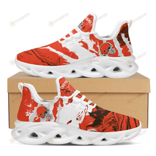 Cleveland Browns Logo Slick Pattern Custom Name 3D Max Soul Sneaker Shoes