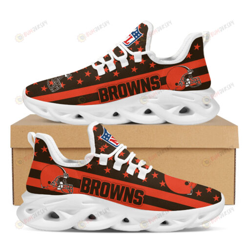 Cleveland Browns Logo Stripe And Stars Pattern Pattern 3D Max Soul Sneaker Shoes