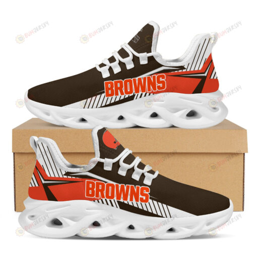 Cleveland Browns Logo Stripe Pattern 3D Max Soul Sneaker Shoes