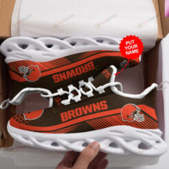 Cleveland Browns Logo Stripe Pattern Custom Name 3D Max Soul Sneaker Shoes