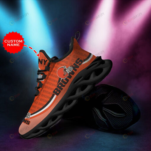 Cleveland Browns Logo Text Pattern Custom Name 3D Max Soul Sneaker Shoes