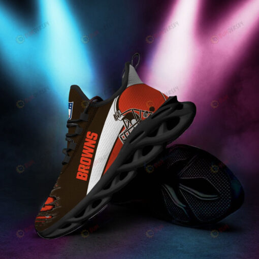 Cleveland Browns Logo Torn Pattern 3D Max Soul Sneaker Shoes