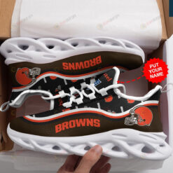 Cleveland Browns Logo With Helmet Pattern Custom Name 3D Max Soul Sneaker Shoes