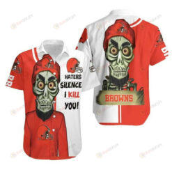 Cleveland Browns Orange And White Skull Helmet ??3D Printed Hawaiian Shirt