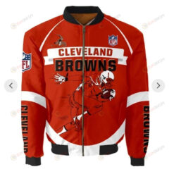 Cleveland Browns Players Running Pattern Bomber Jacket - Red