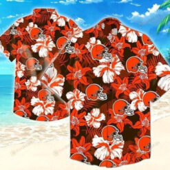 Cleveland Browns Red Flower Short Sleeve Hawaiian Shirt