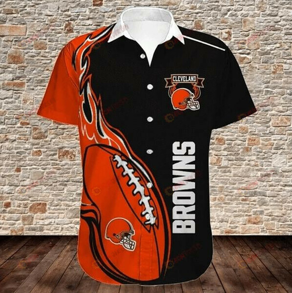 Cleveland Browns Rugby Ball??3D Printed Hawaiian Shirt