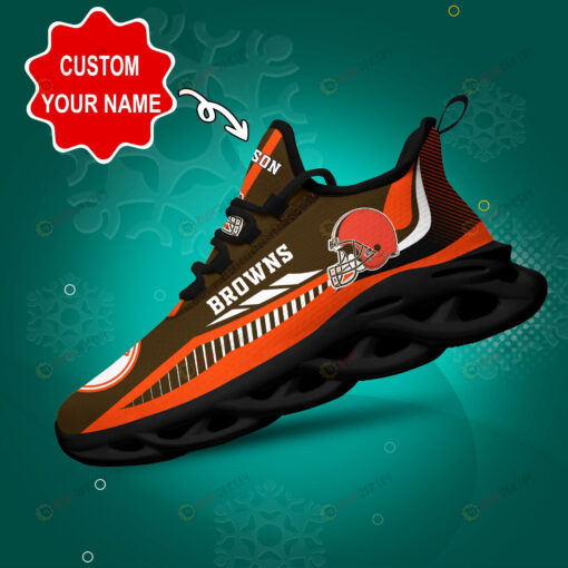 Cleveland Browns Stripe Line Pattern Custom Name 3D Max Soul Sneaker Shoes