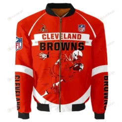 Cleveland Browns Team Logo Pattern Bomber Jacket - Red