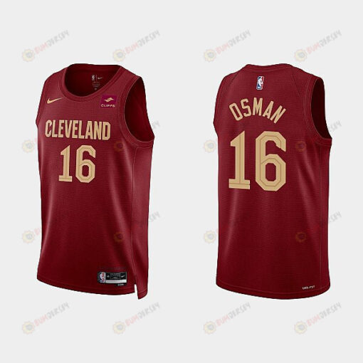 Cleveland Cavaliers 16 Cedi Osman 2022-23 Icon Edition Wine Men Jersey