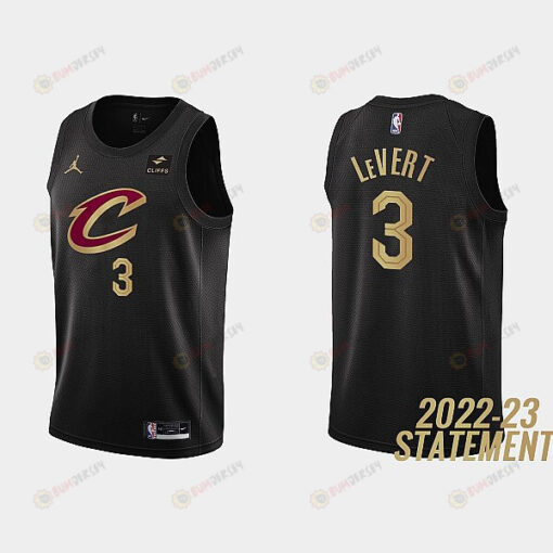 Cleveland Cavaliers 3 Caris LeVert 2022-23 Statement Edition Black Men Jersey