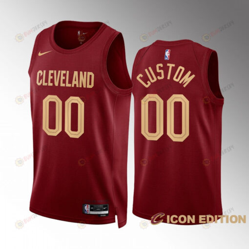 Cleveland Cavaliers Custom 00 2022-23 Icon Edition Wine Jersey Swingman