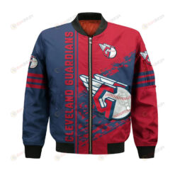 Cleveland Guardians Bomber Jacket 3D Printed Logo Pattern In Team Colours