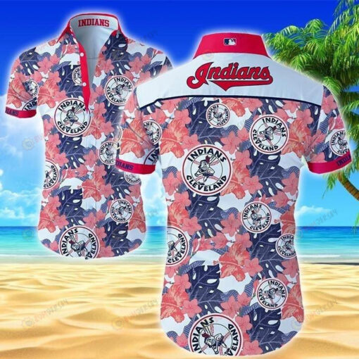 Cleveland Indians Floral Curved Hawaiian Shirt Summer Vibes