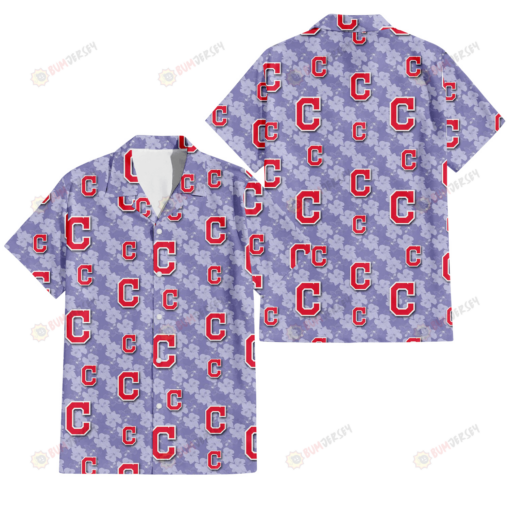 Cleveland Indians Light Purple Hibiscus Pattern Stripe Powder Purple 3D Hawaiian Shirt