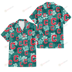 Cleveland Indians Light Sea Green Hibiscus Green Background 3D Hawaiian Shirt
