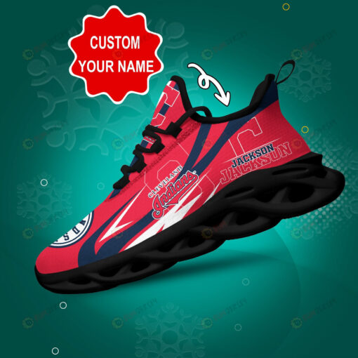 Cleveland Indians Logo Curve Line Pattern Custom Name 3D Max Soul Sneaker Shoes