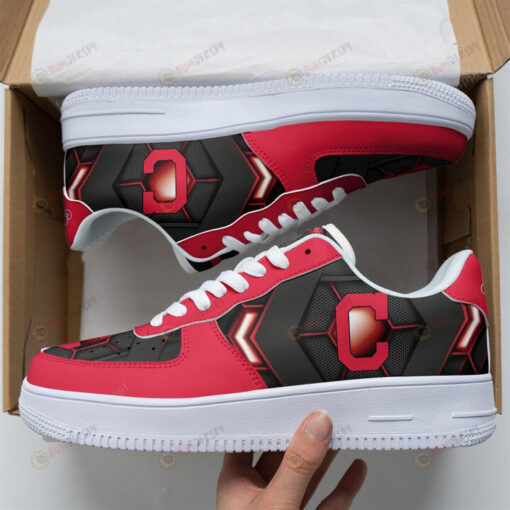 Cleveland Indians Logo Pattern Air Force 1 Printed In Red Black