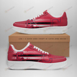 Cleveland Indians Logo Stripe Pattern Air Force 1 Printed In Red